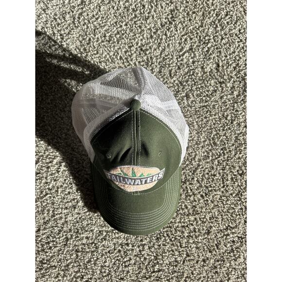 TAILWATERS FLY FISHING TROUT LOGO TRUCKER HAT. Military green. Adjustable. - Picture 4 of 4